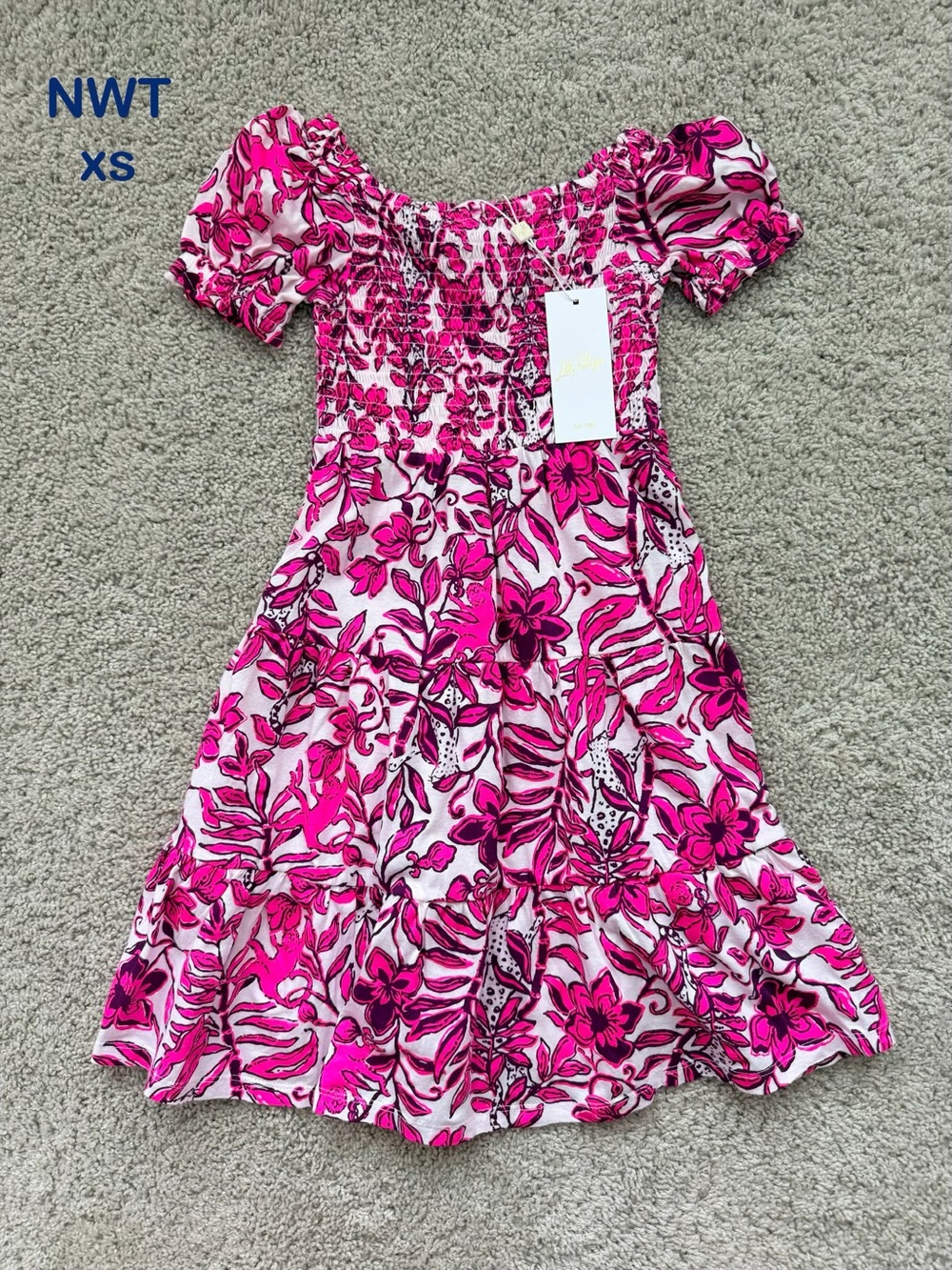 Lilly Pulitzer Pink Floral Smocked Dress - Girls XS